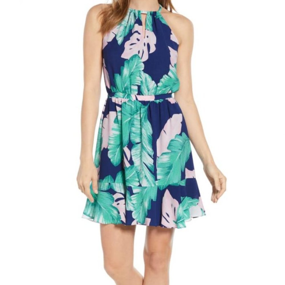 Gibson x Living in Yellow Calla Keyhole Halter Neck Dress